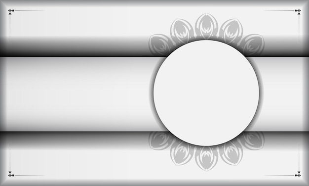 white banner with mandala ornaments and place for your text and logo. design background with black patterns.