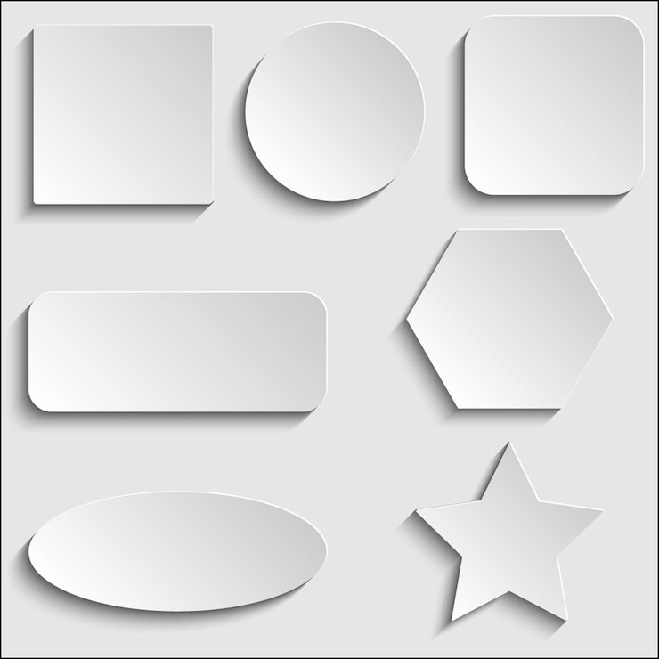 Vector white blank button set. paper stickers
