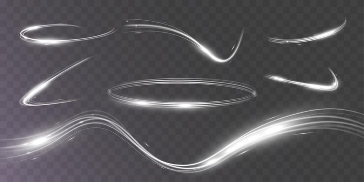 White blur trail wavewavy silver line of light speedVector illustration