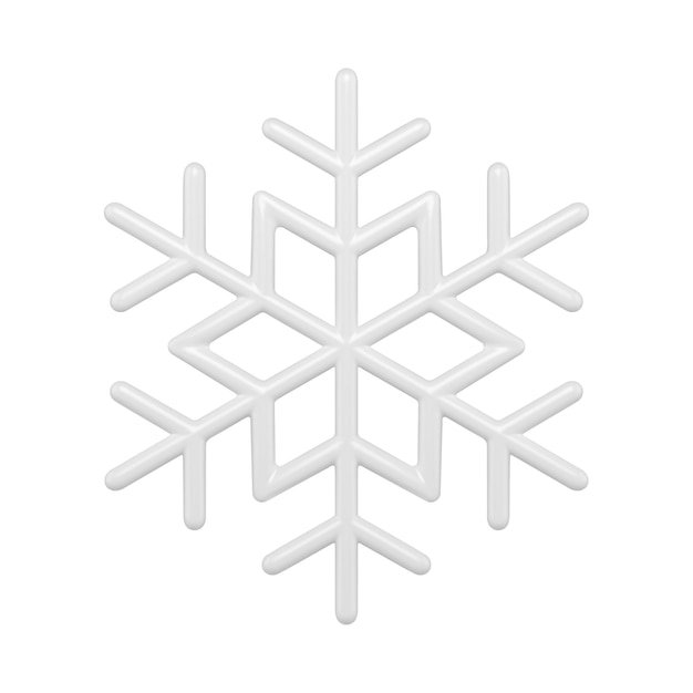 white clean blank realistic white frozen snowflake with star and branches ornament front view 3d