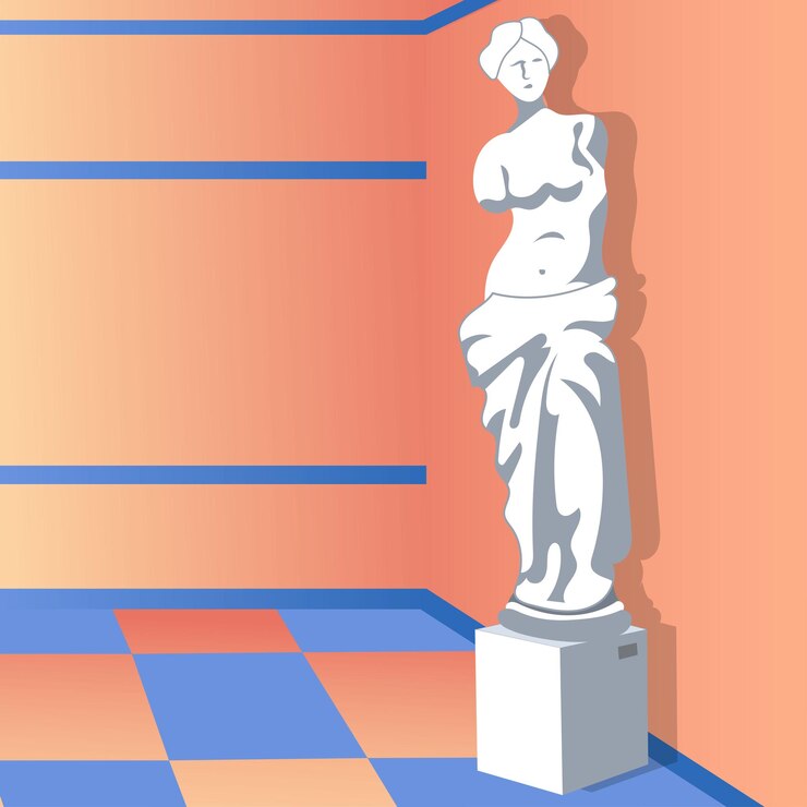 Vector white female sculpture isolated on interesting background venus statue roman goddess of love