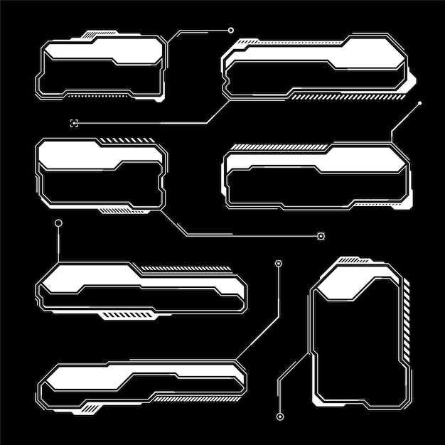 white futuristic hud ui elements scifi user interface text boxes callouts warning message frames