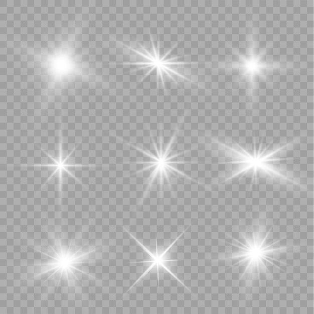 White glowing light explodes on transparent background