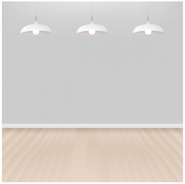 Vector white lamps hanging in interior