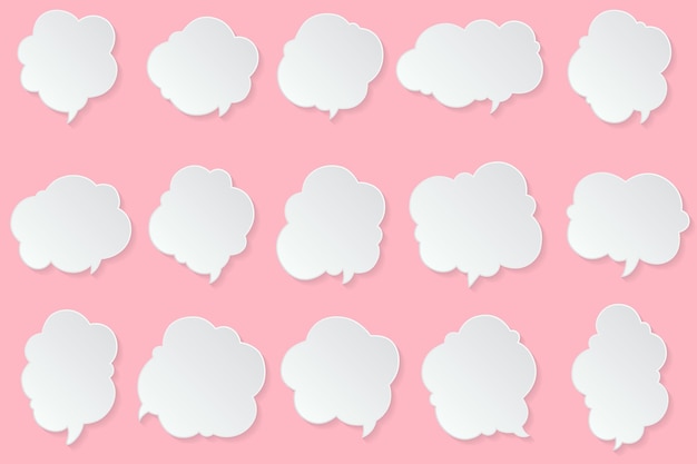 White paper cut speech bubbles Abstract icon different shapes blank doodle bubbles banners