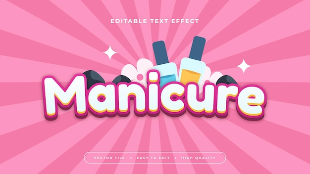 White pink and blue manicure 3d editable text effect font style