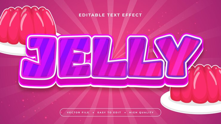 Vector white purple violet and red jelly 3d editable text effect font style