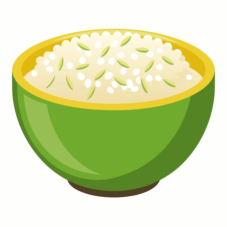 Vector white rice on white background