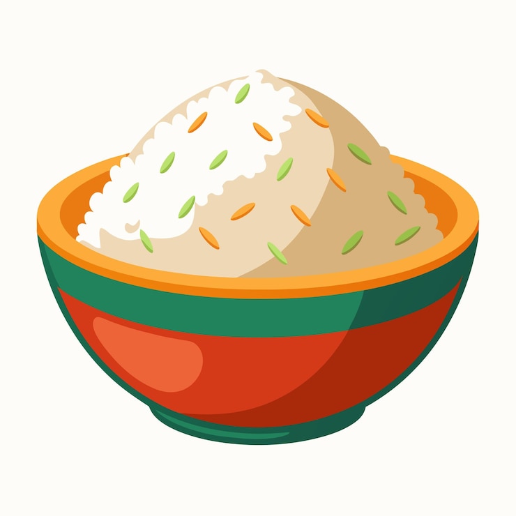Vector white rice on white background