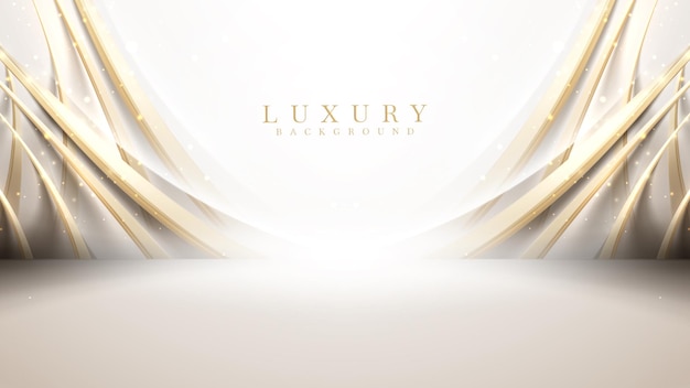 white scene and golden curves with light and bokeh effect