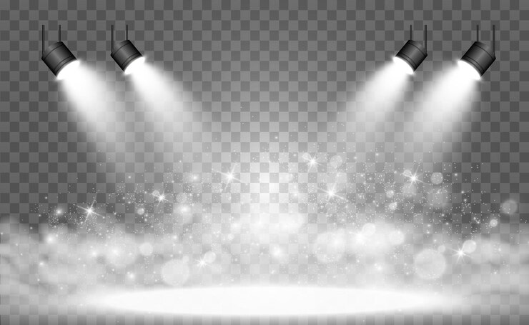 White scene on with spotlights Vector illustration