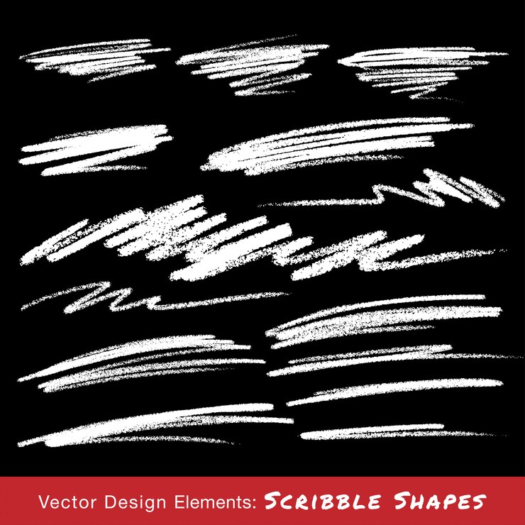 White Scribble Smears Hand Drawn in Pencil.  illustration