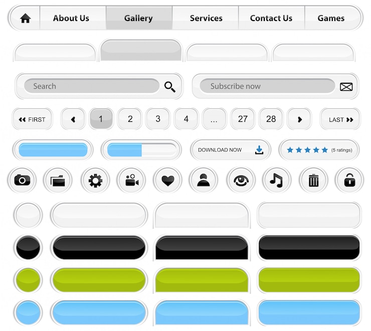 Vector white web elements set