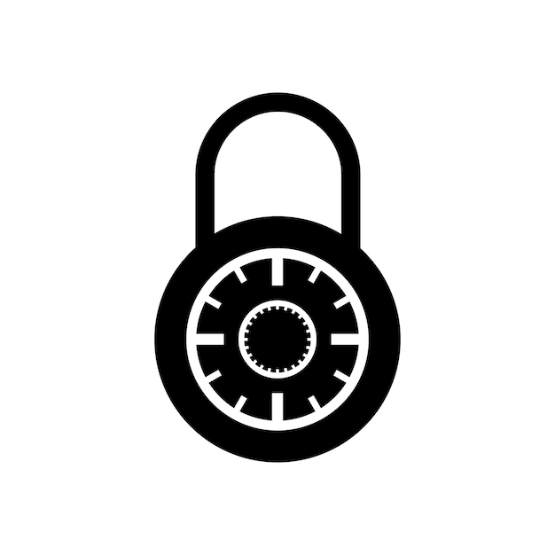 Wide Combination dial padlock icon Combination lock vector icon for apps and web