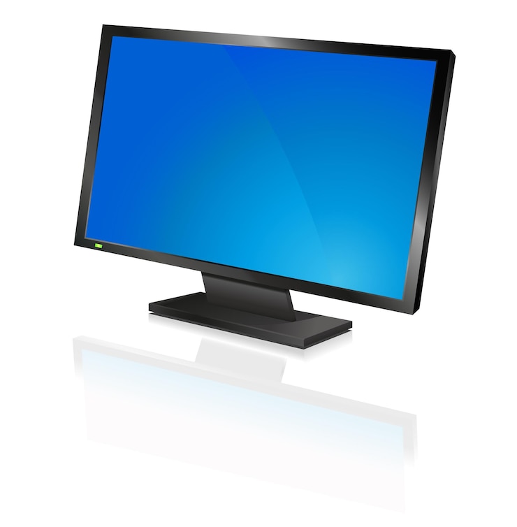 Vector wide computer flat screen, or flat tv, reflecting