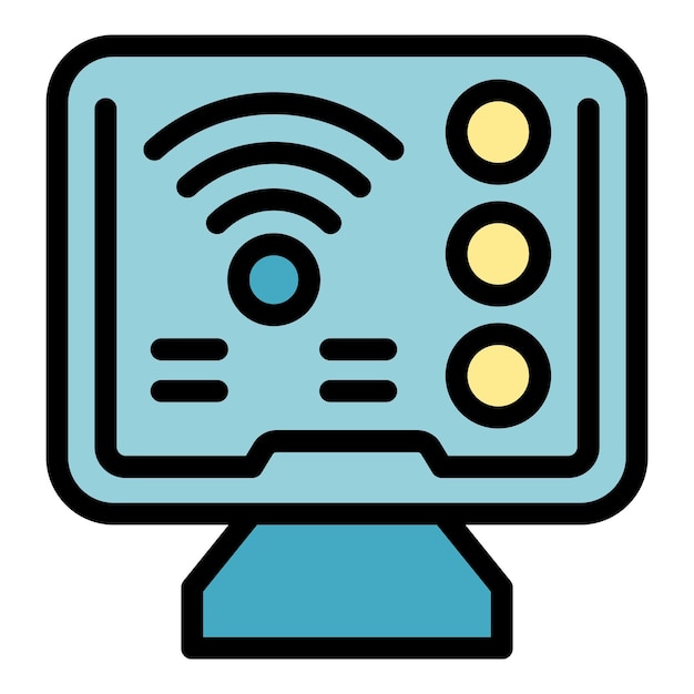 Wifi data food icon outline vector Smart app Computer robot color flat
