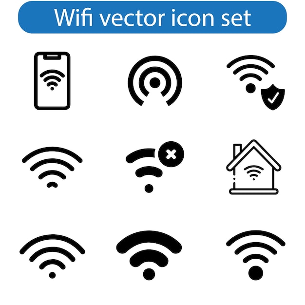 Wifi vector art icon set Computer and network connections symbol isolated on background