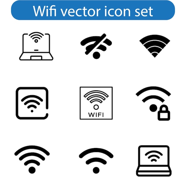 Wifi vector art icon set Computer and network connections symbol isolated on background