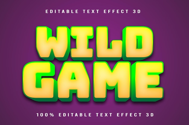 Wild Game Editable Text Effect 3D Emboss Cartoon Style