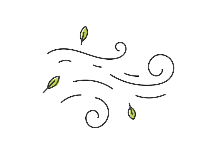 Vector wind motion illustration leaf falling air blow design element