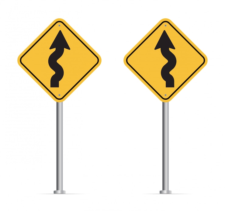 Vector winding road sign isolated on white background.