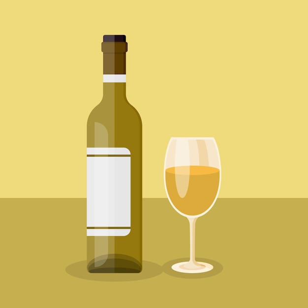 wine bottle with glass icon in flat style alcohol drink vector illustration on isolated background champagne beverage sign business concept