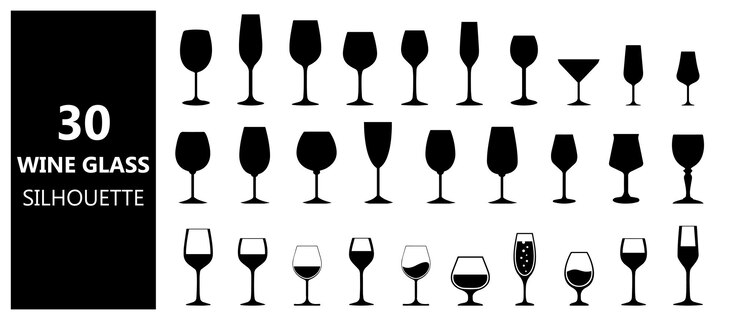 Vector wine glass set