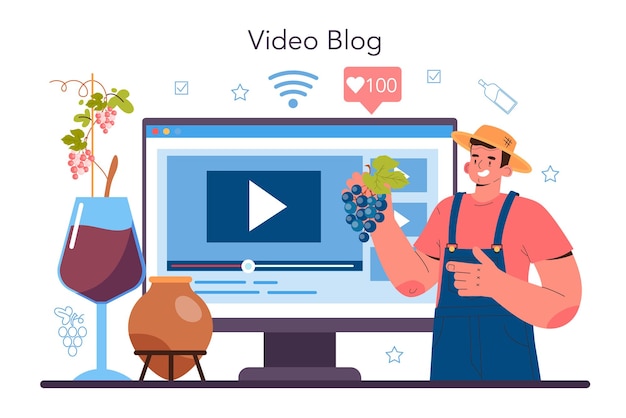 wine maker online service or platform grape wine aging in a wood barrel