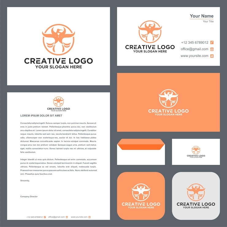 Vector wings abstract logo and business card