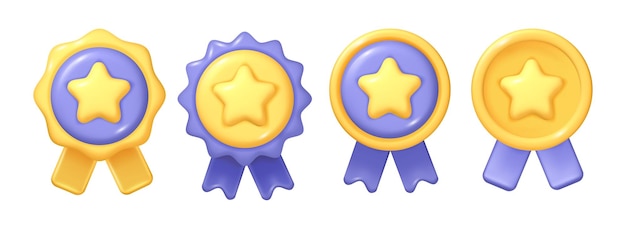 winner medals with ribbons and star