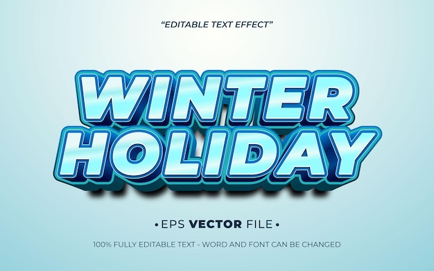 Winter Holiday 3d text effect editable vector realistic