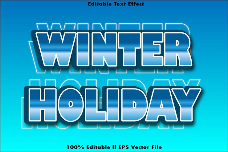 Vector winter holiday editable text effect