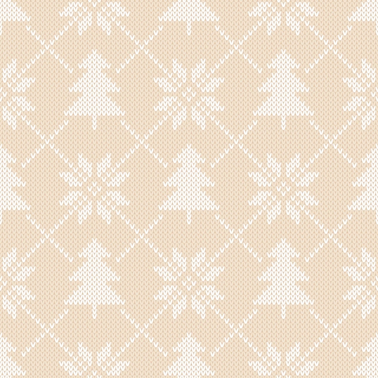 Vector winter holiday seamless knitting pattern with a christmas trees