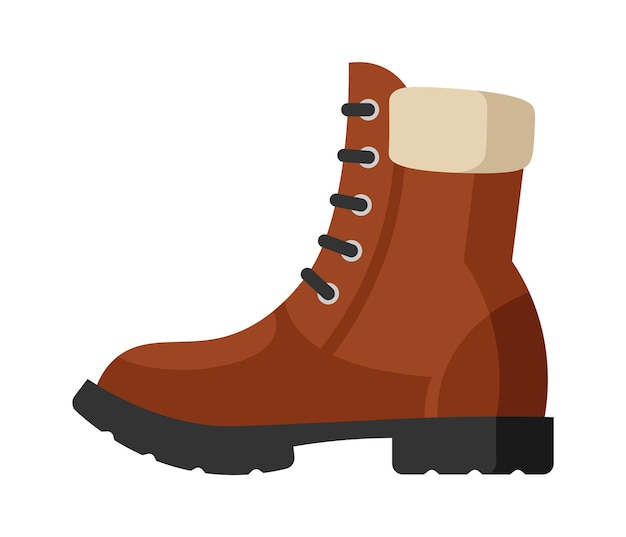 Winter leather boots flat illustration