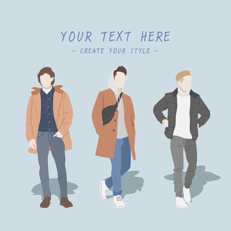Vector winter men style, cute characters, and fashionable.