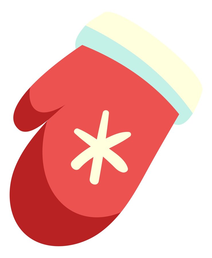 Vector winter mitten color icon santa red symbol isolated on white background
