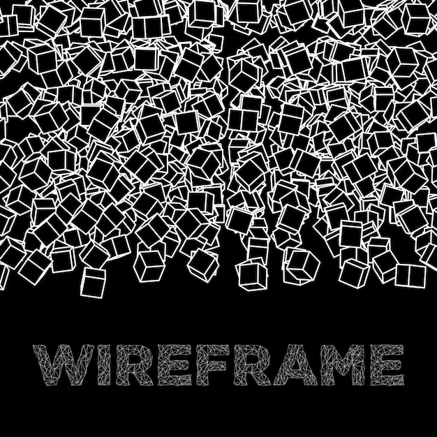 wireframe mesh cubes banner connection structure digital data visualization concept
