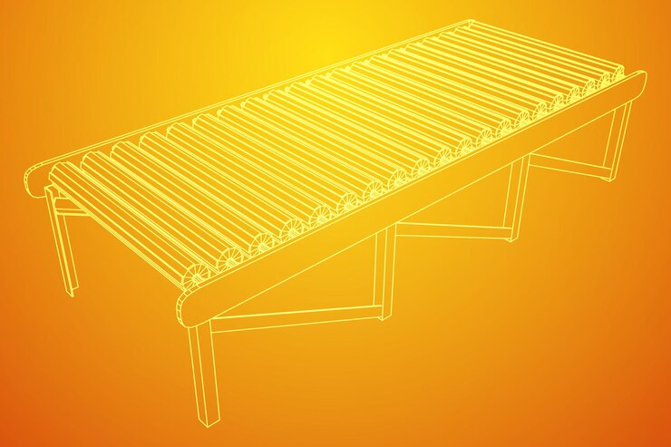 Vector wireframe roller conveyor