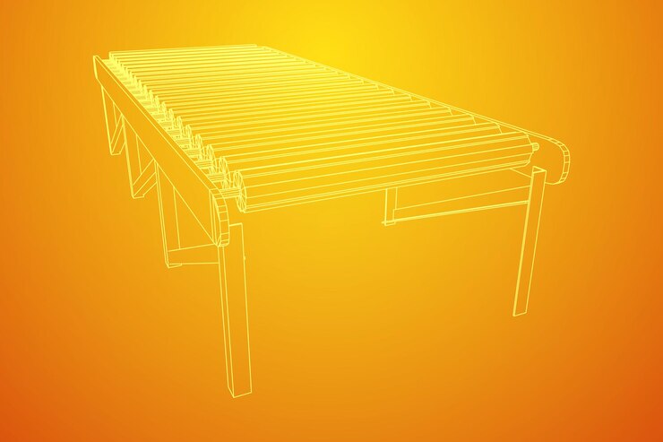 Vector wireframe roller conveyor