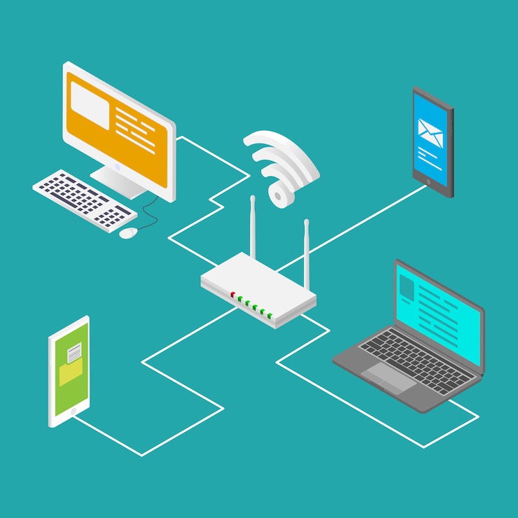 Vector wireless concept of isometric design