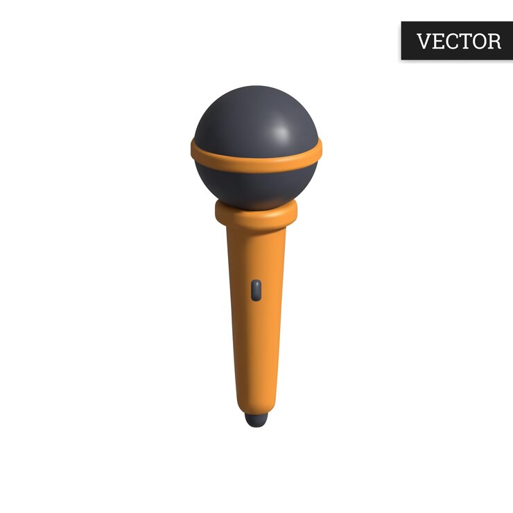 Wireless microphone 3d icon in plastic cartoon style. Glossy design element.