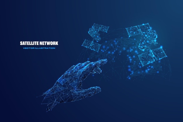 wireless satellite technology mobile communication internet tv and radio concept polygonal vecto