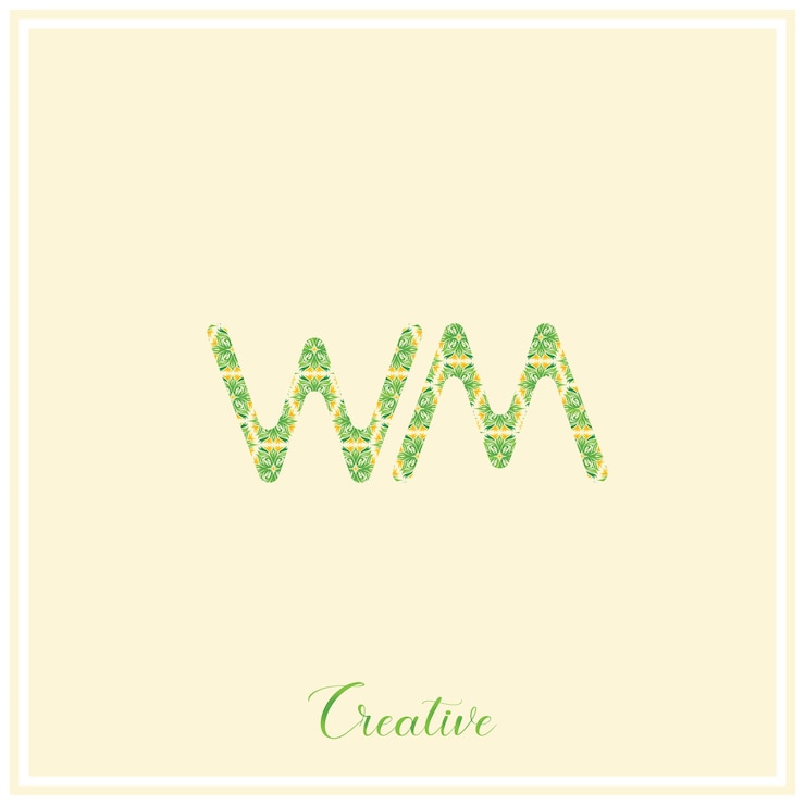 Vector wm natural green logo latter logo design vector illustration creative logo minimal logo monogram