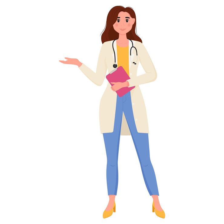 Woman doctor nutritionist Health care and weight loss concept Vector illustration