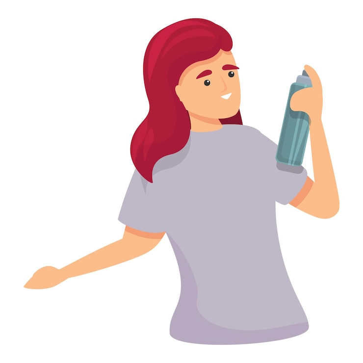 Vector woman hair spray icon cartoon vector care girl treatment hair mask
