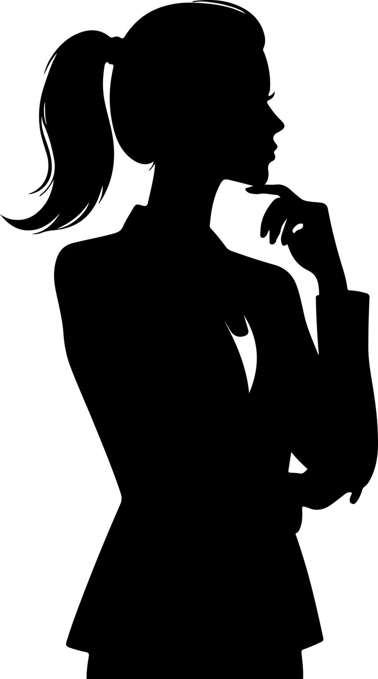 woman in suit thinking pose vector silhouette 10
