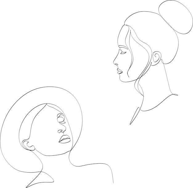 woman portrait line artvector illustration