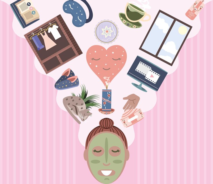 Vector woman self care