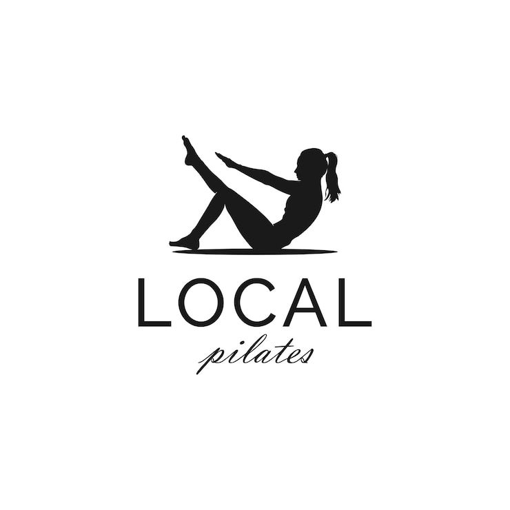 Vector woman silhouette sitting pose pilates gym yoga trainer logo design