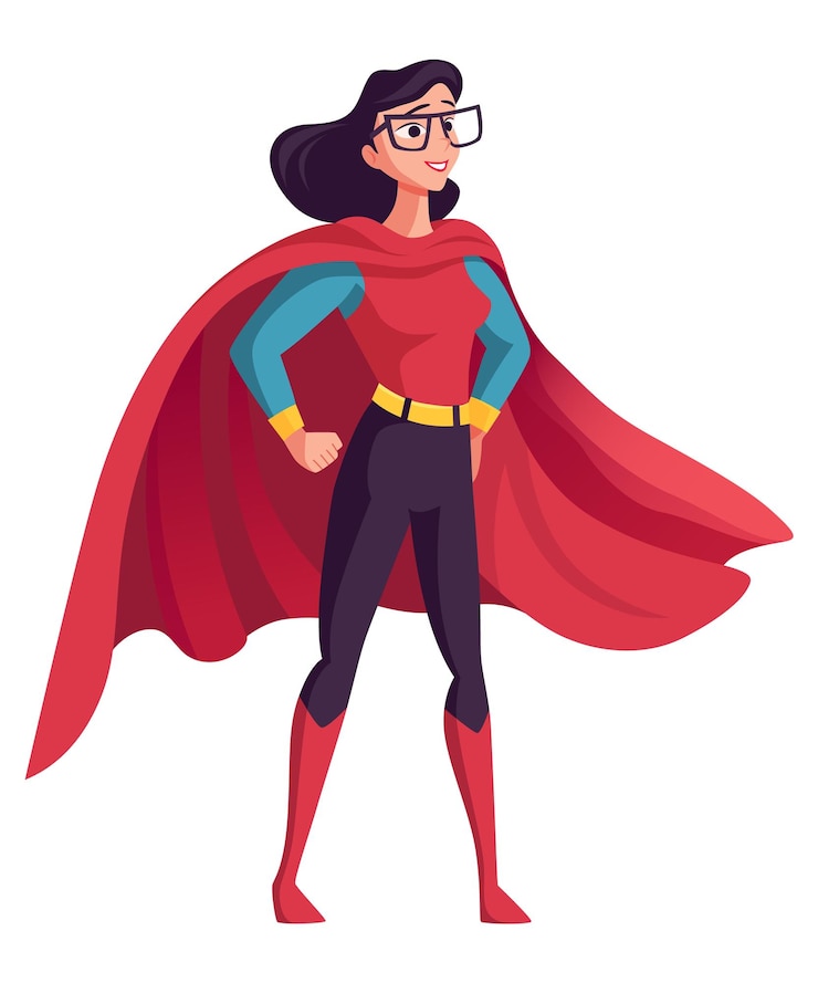 Woman superhero silhouette female power concept isolated on white background vector comic warrior